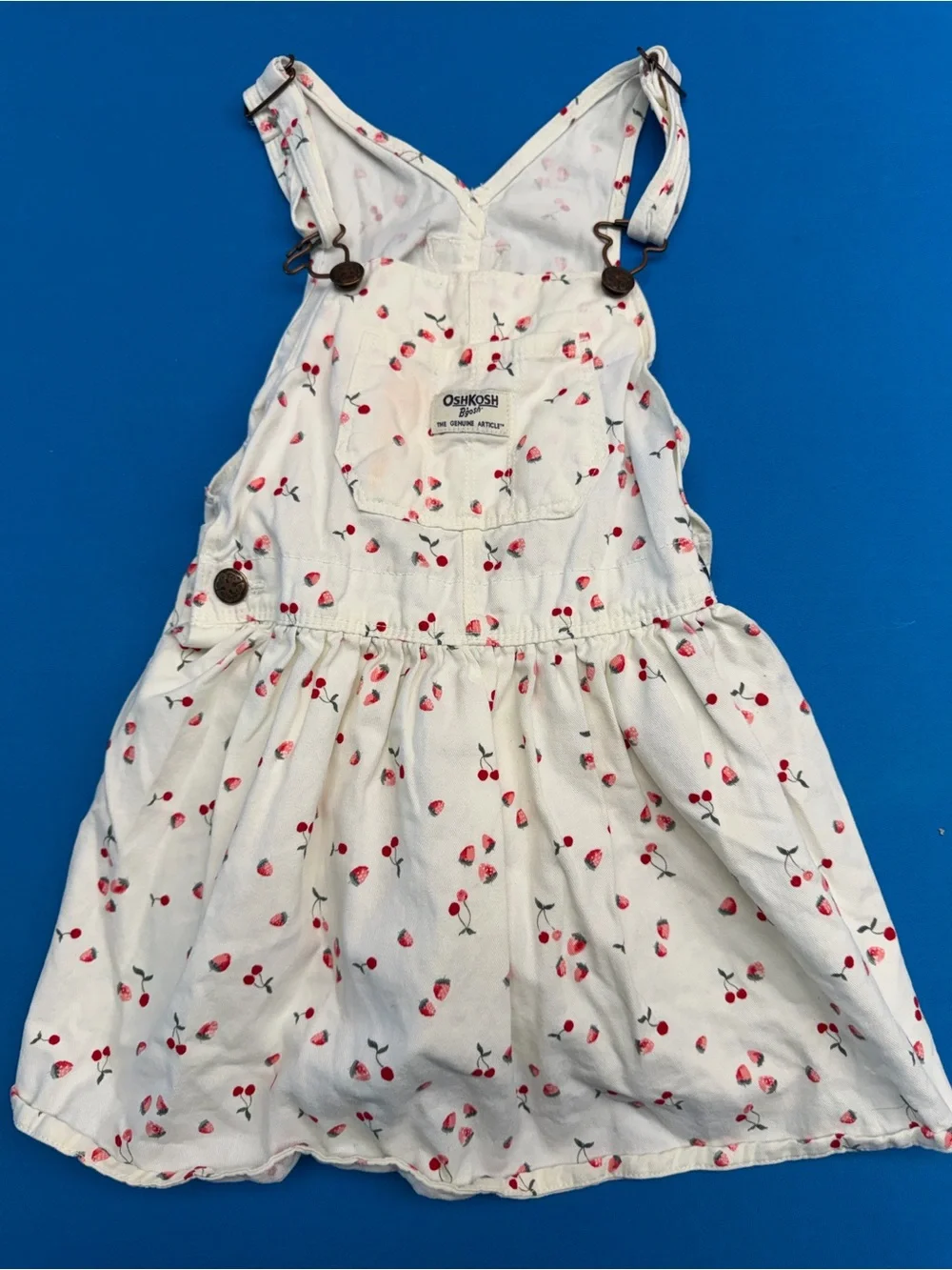 OshKosh B'gosh White Cherry Print Girls' Overall Dress